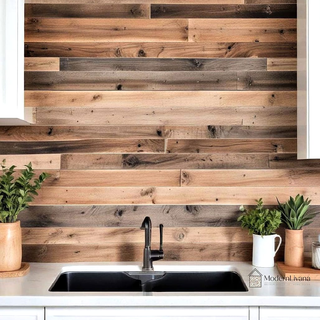 Wood Look Peel and Stick Backsplash