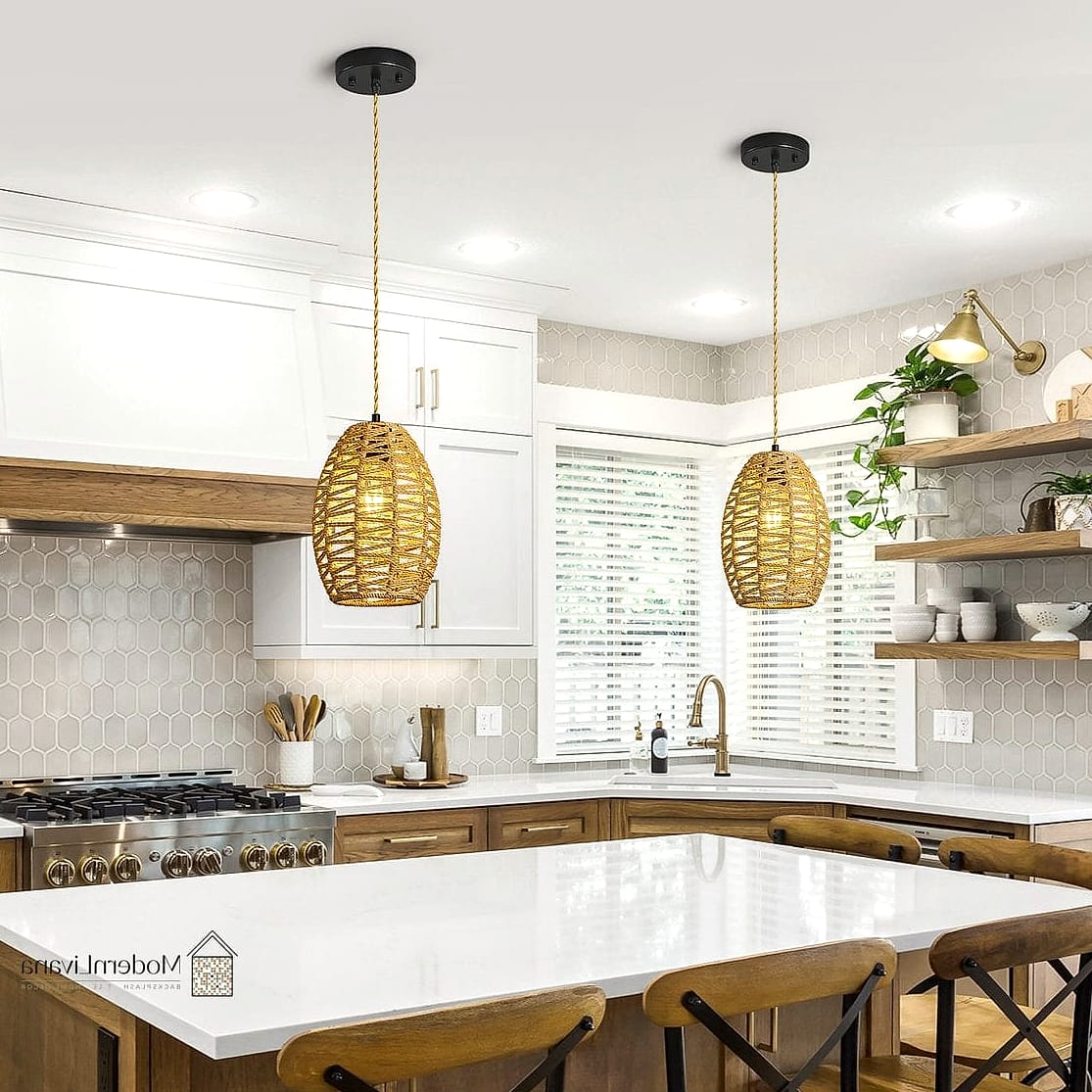 23 Pendant Lights for Kitchen Ideas That Will Change How You See Your Home 3 Woven Rattan Pendants