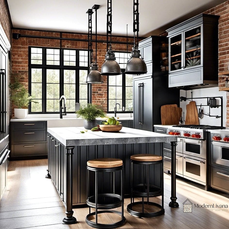 Wrought Iron Pot Rack and Shelving Combo