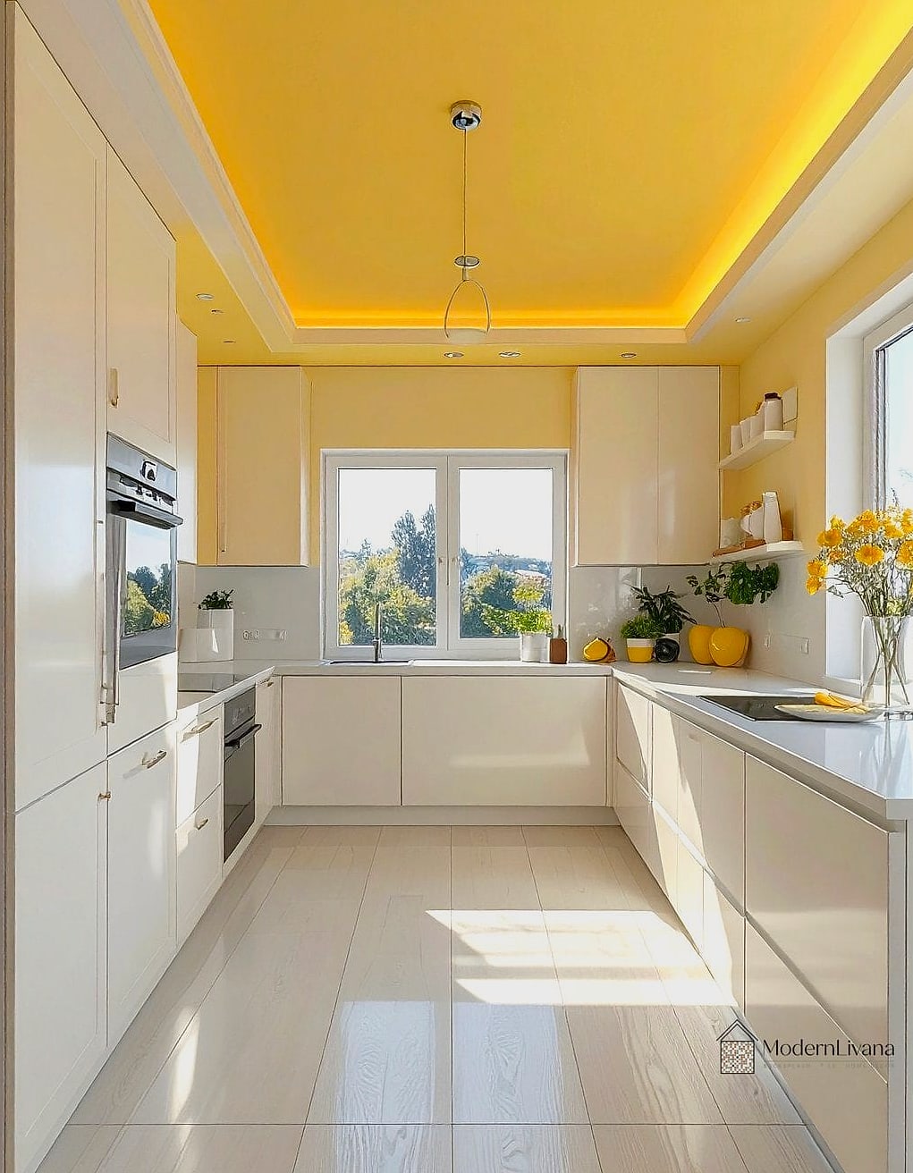 30 Yellow Kitchen Ideas to Show Your Contractor 10 Yellow Ceiling with White Cabinets