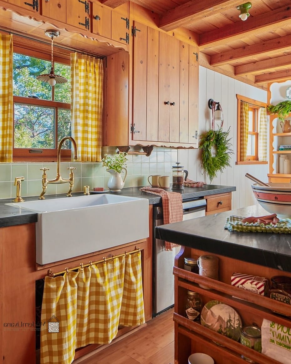 30 Yellow Kitchen Ideas to Show Your Contractor 11 Yellow Gingham or Checkered Backsplash