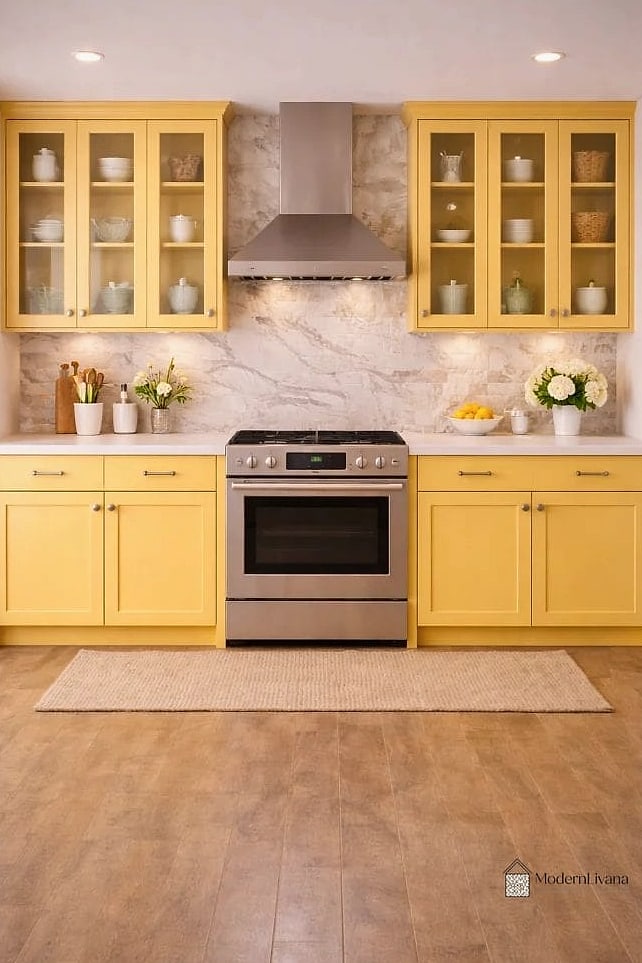 Yellow Glass Cabinet Fronts