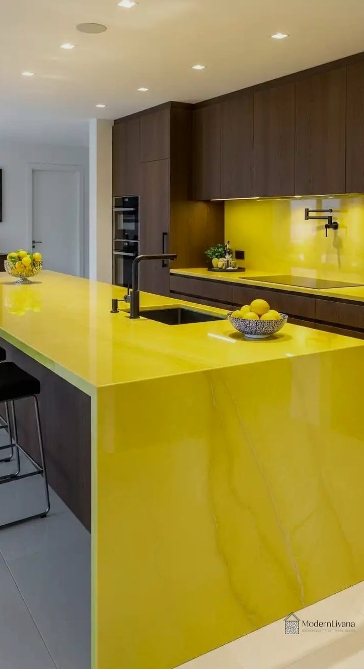 30 Yellow Kitchen Ideas to Show Your Contractor 31 Yellow Kitchen with Concrete Countertops