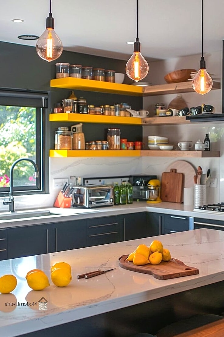 Yellow Open Shelving