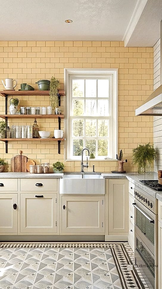 Yellow Subway Tile Backsplash